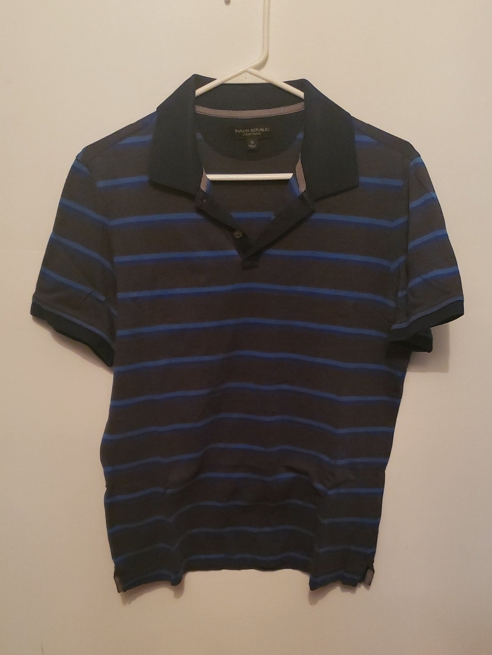 Banana Republic Men’s Dark Blue Polo with Royal Blue Stripes